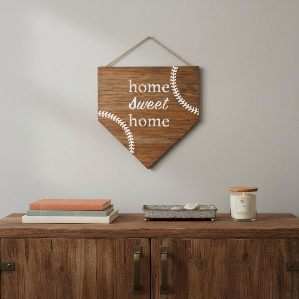 Set of Two Brown And White Home Sweet Home Wood Wall Decor in a home interior