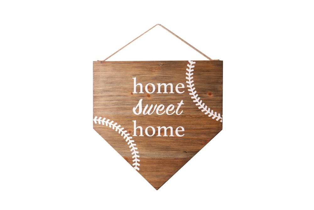 Set of Two Brown And White Home Sweet Home Wood Wall Decor on a white background