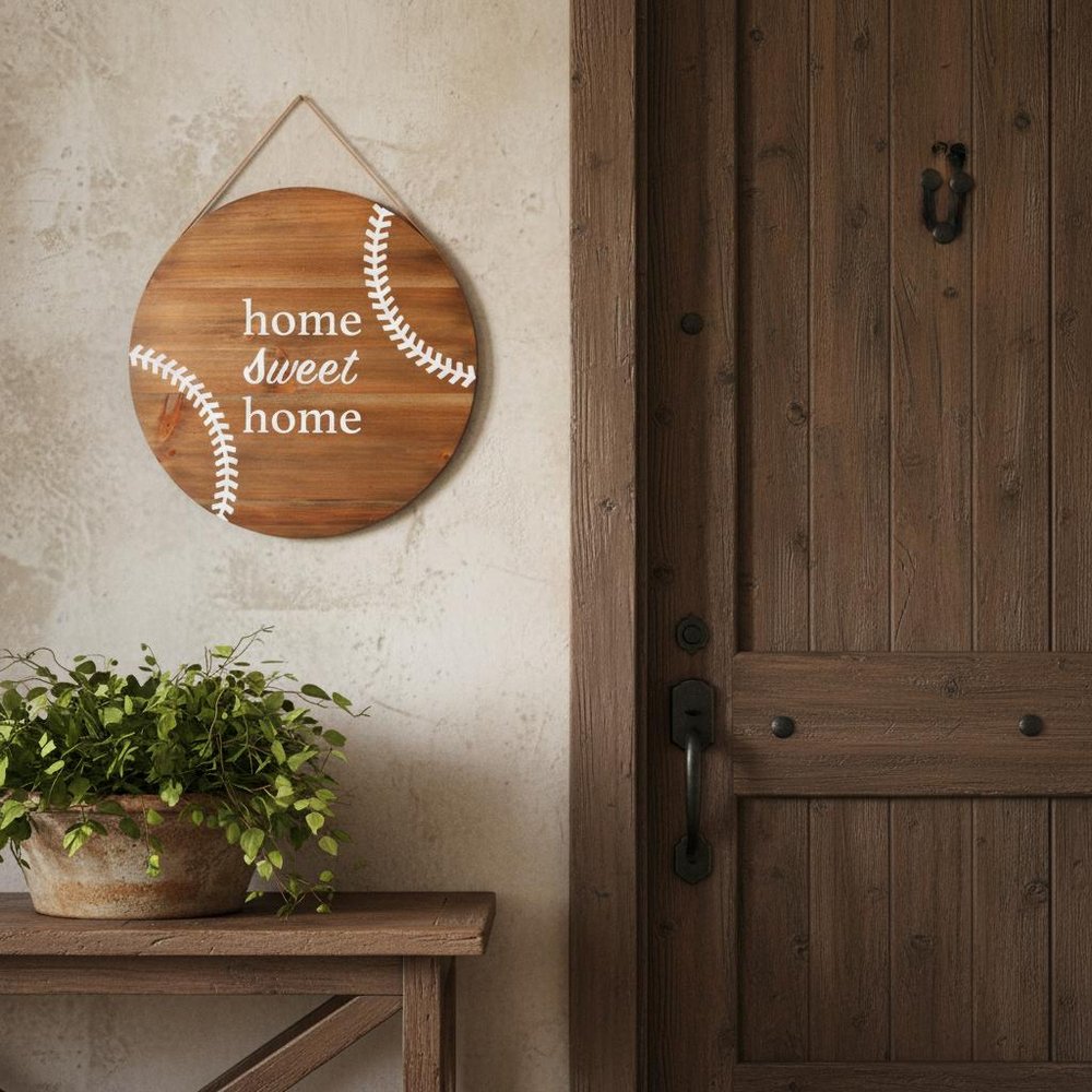 Set of Two Brown And White Home Sweet Home Wood Wall Decor in a home interior