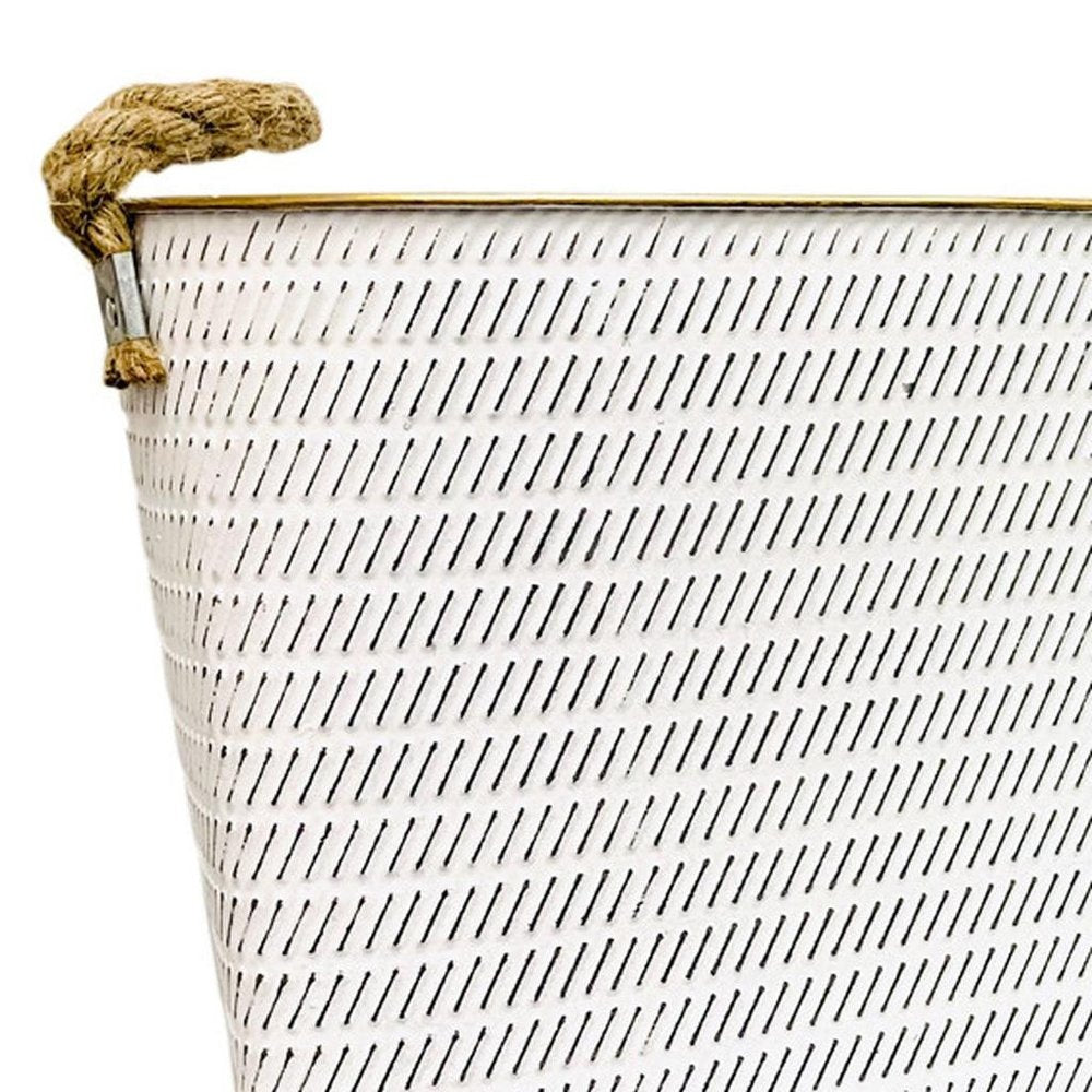 Set of Two White Metal Basket on a white background