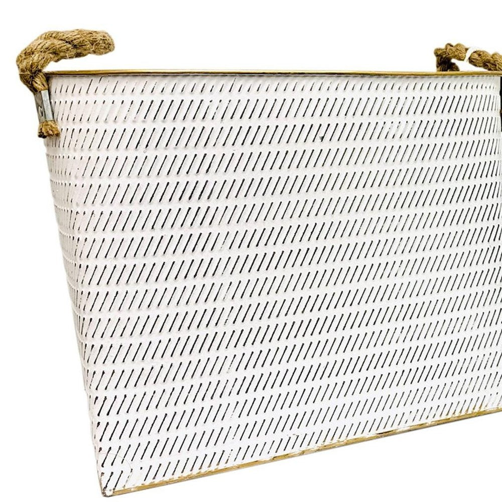 Set of Two White Metal Basket on a white background