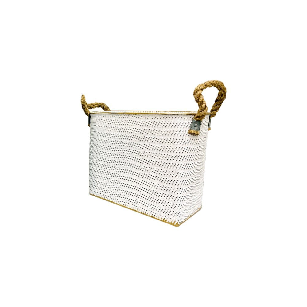 Set of Two White Metal Basket on a white background