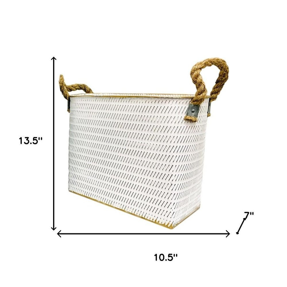 Set of Two White Metal Basket on a white background
