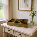 21" Brown Rustic Solid Wood Divided Caddy