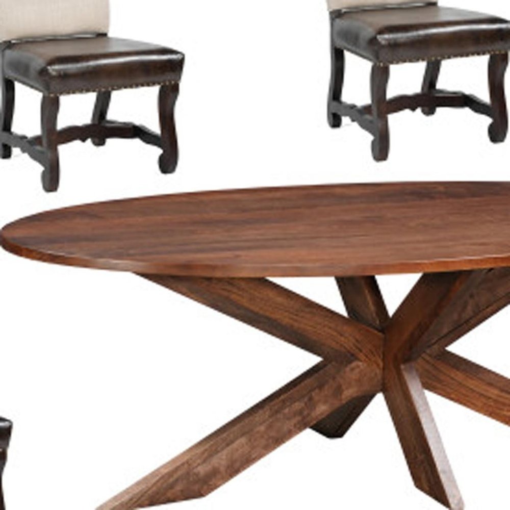 Seven Piece Brown Solid Wood Dining Set with Six Chairs - SKU 636240 on a white background