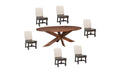 Seven Piece Brown Solid Wood Dining Set with Six Chairs - SKU 636240 on a white background