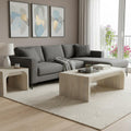 Set Of Two Natural Solid Wood Sled Coffee Table