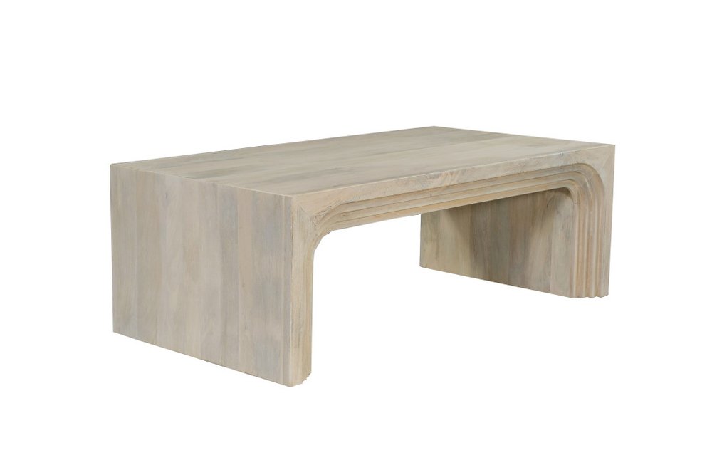 Set Of Two Natural Solid Wood Sled Coffee Table