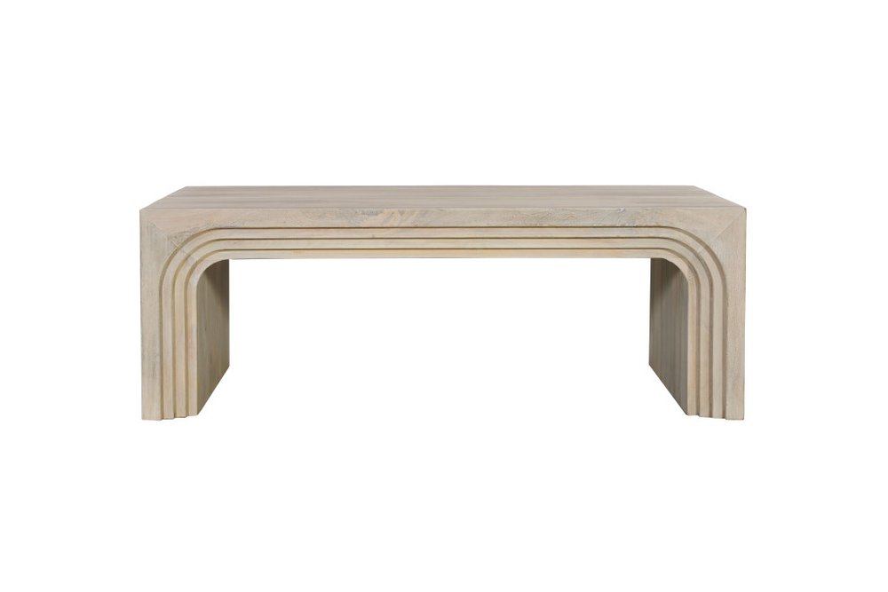 Set Of Two Natural Solid Wood Sled Coffee Table