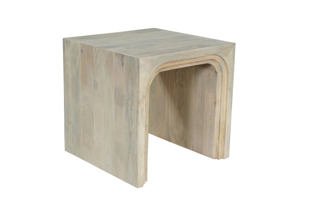 Set Of Two Natural Solid Wood Sled Coffee Table on a white background