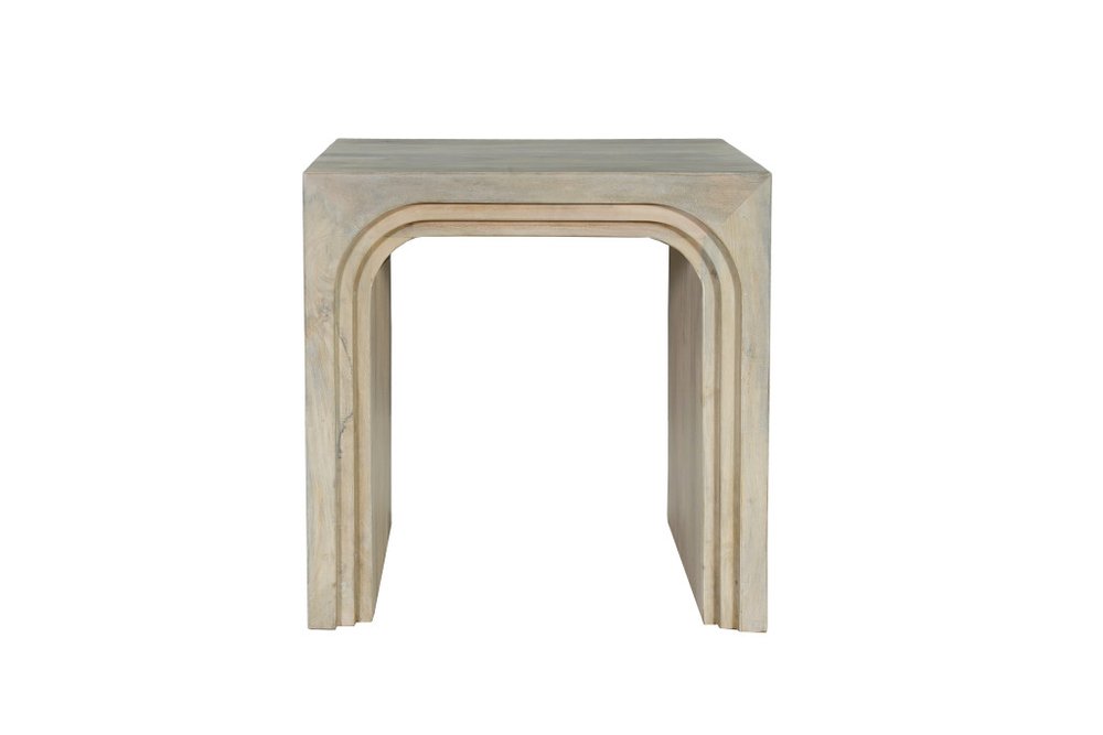 Set Of Two Natural Solid Wood Sled Coffee Table on a white background