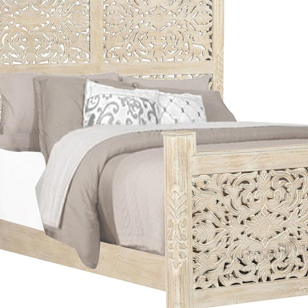 Three Piece White Solid Wood Bedroom Set