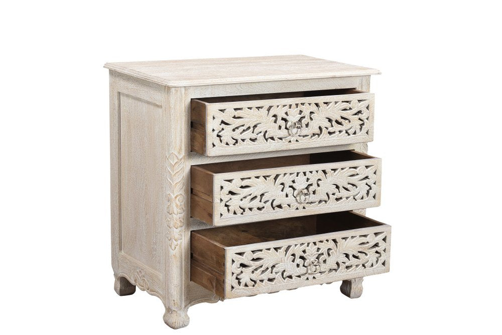 Three Piece White Solid Wood Bedroom Set