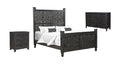 Three Piece Black Solid Wood Bedroom Set on a white background
