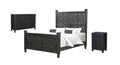Three Piece Black Solid Wood Bedroom Set on a white background