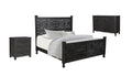 Three Piece Black Solid Wood Bedroom Set on a white background