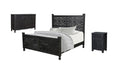 Three Piece Black Solid Wood Bedroom Set on a white background