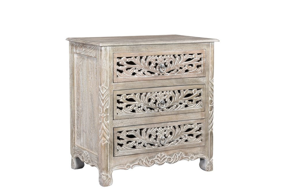Three Piece Gray Solid Wood Bedroom Set