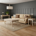 Set Of Three Natural Solid Wood Distressed Coffee Table