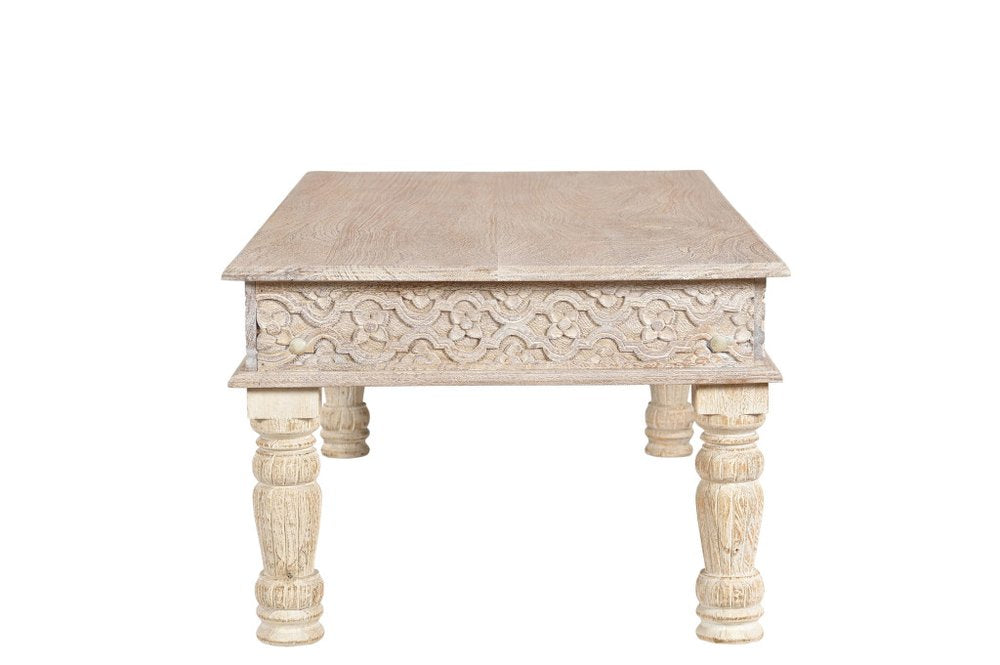 Set Of Three Natural Solid Wood Distressed Coffee Table