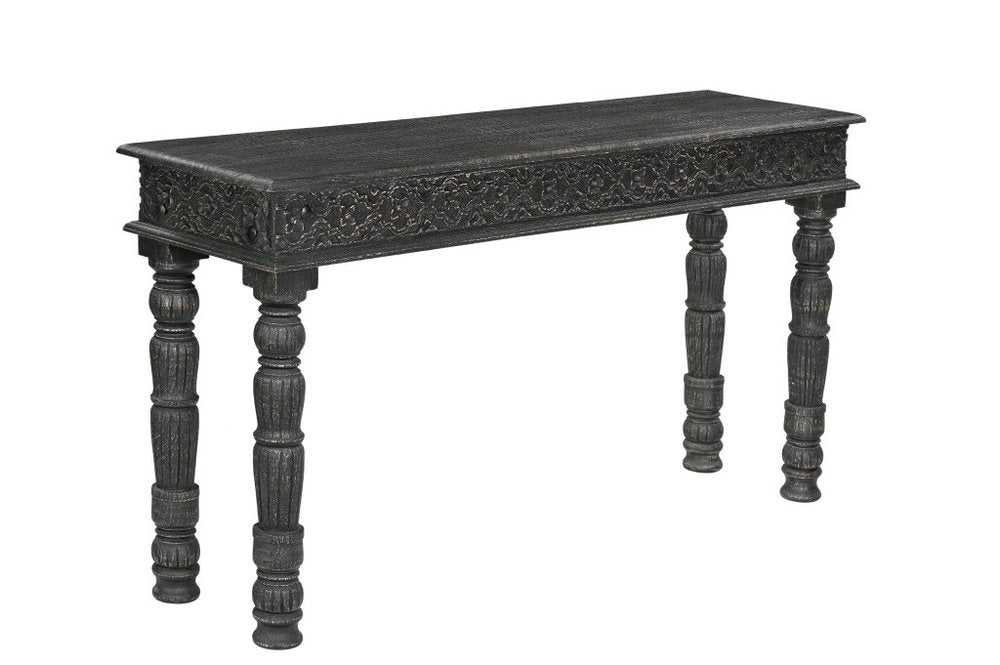 Set Of Three Black Solid Wood Distressed Coffee Table on a white background