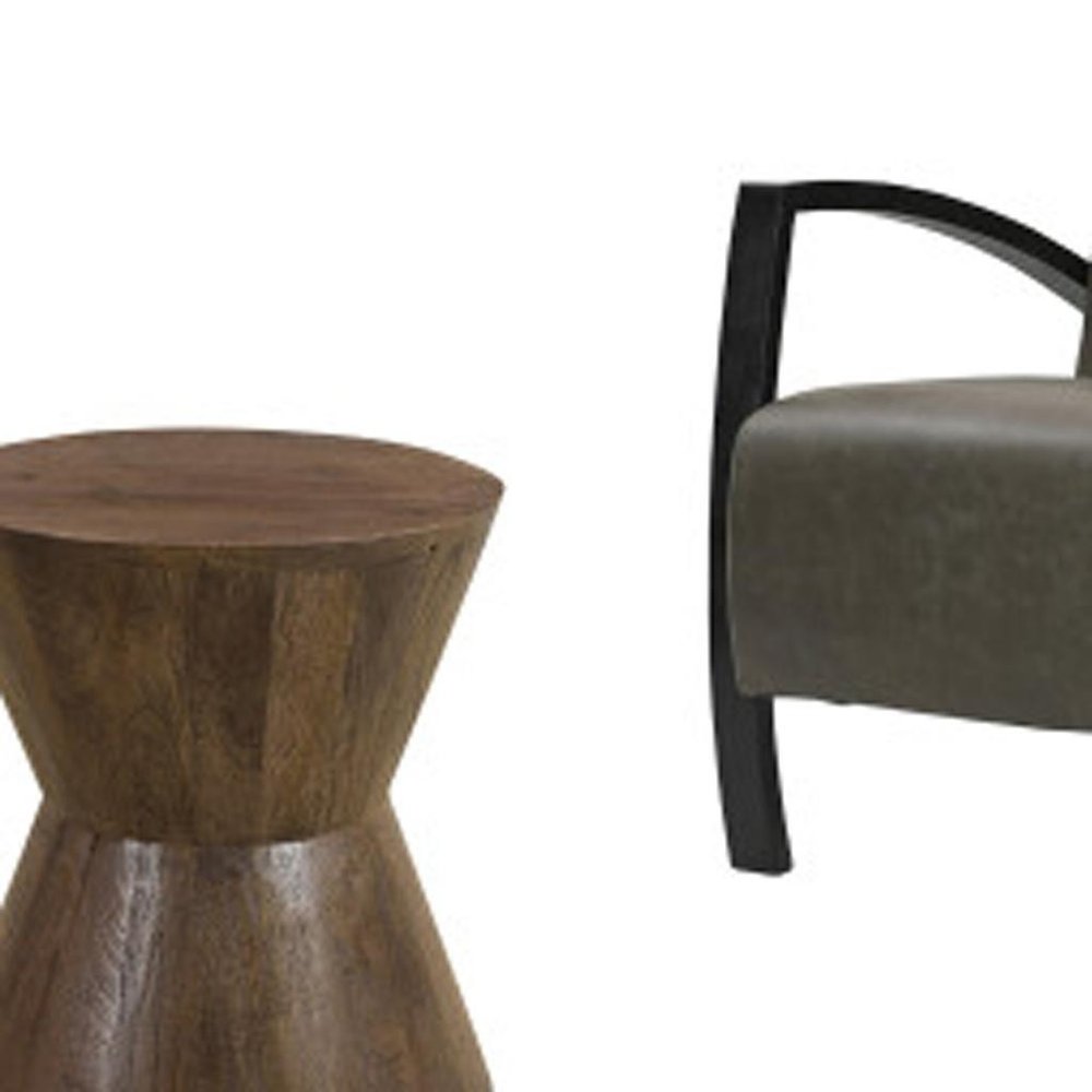 Set of Three Brown Solid Wood Round Solid Furniture Set - 18.00" H x 16.00" W x 16.00" D on a white background