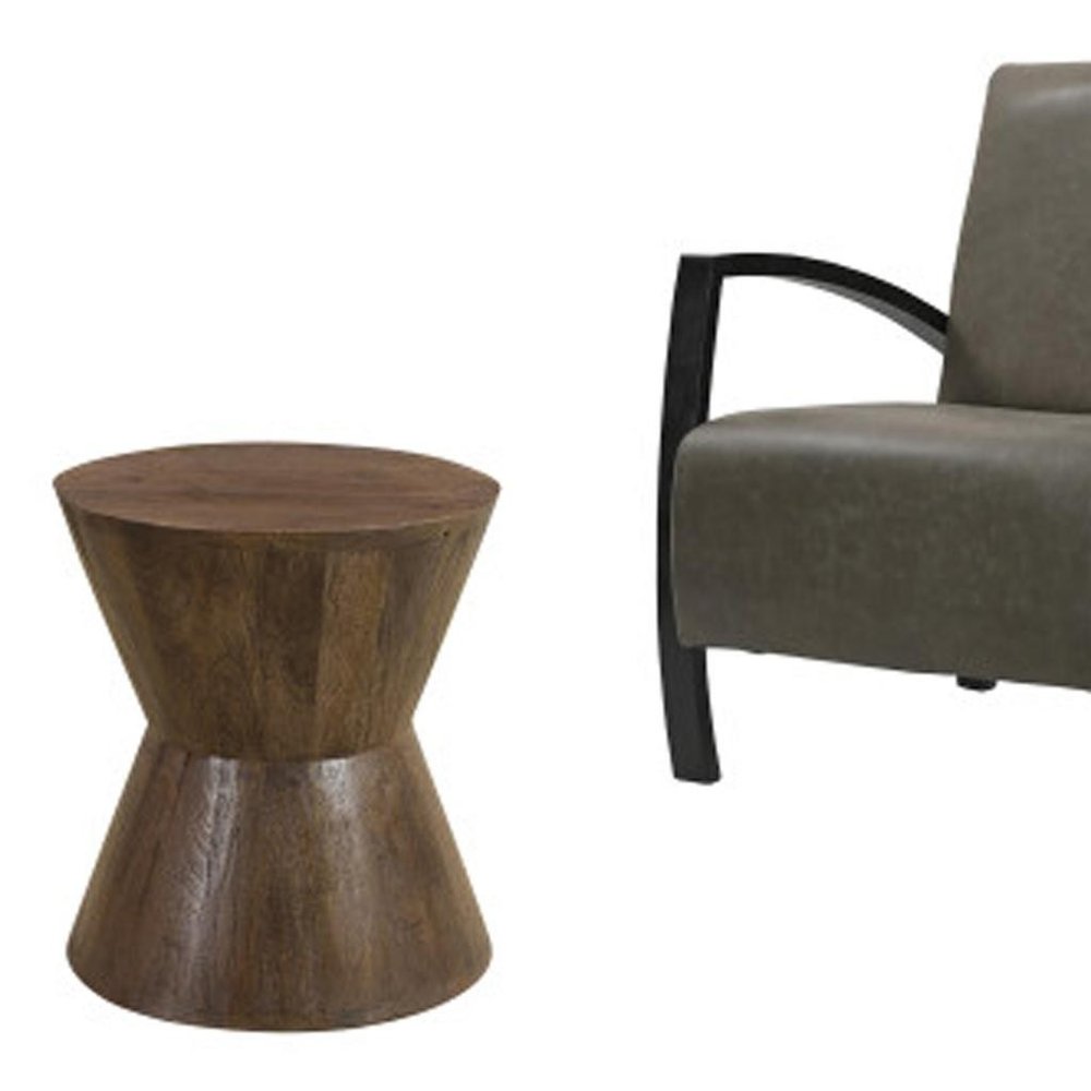 Set of Three Brown Solid Wood Round Solid Furniture Set - 18.00" H x 16.00" W x 16.00" D on a white background