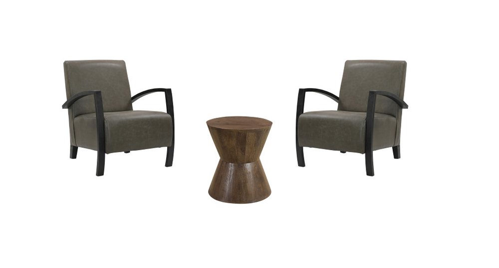 Set of Three Brown Solid Wood Round Solid Furniture Set - 18.00" H x 16.00" W x 16.00" D on a white background