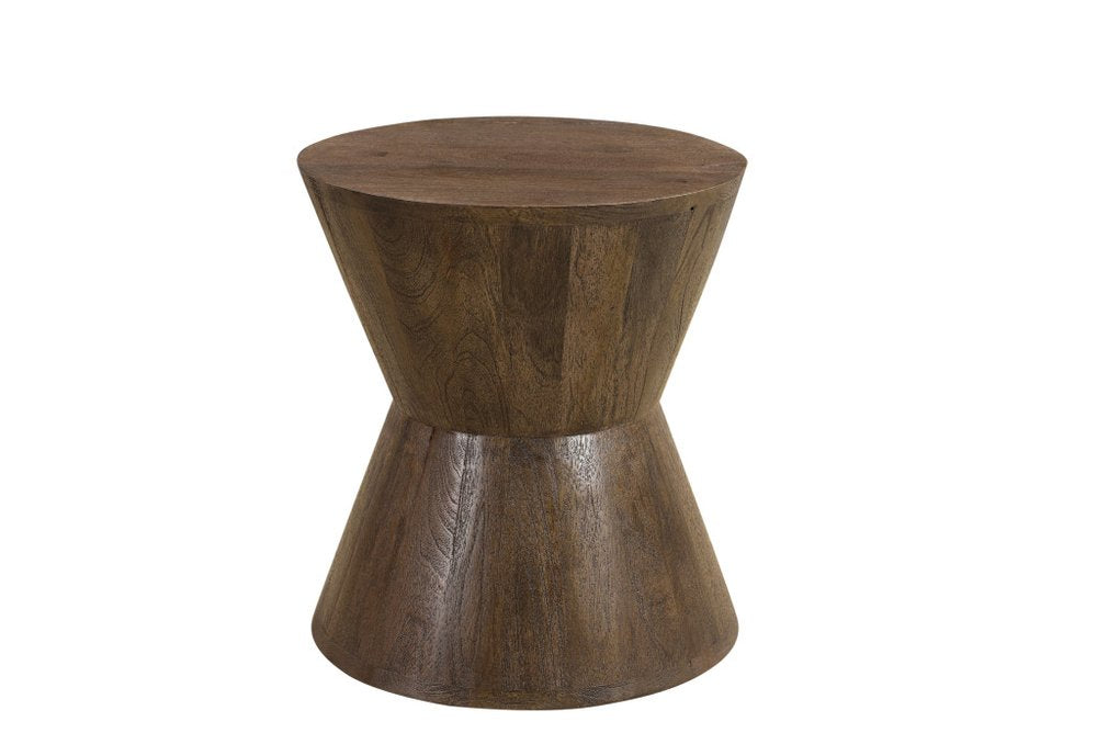 Set of Three Brown Solid Wood Round Solid Furniture Set - 18.00" H x 16.00" W x 16.00" D on a white background
