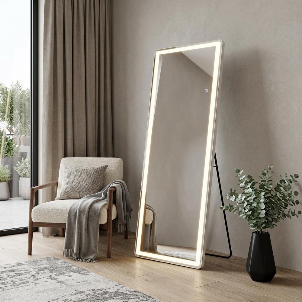 71" Clear Lighted Freestanding and Wall Mount Frameless Full Length Mirror