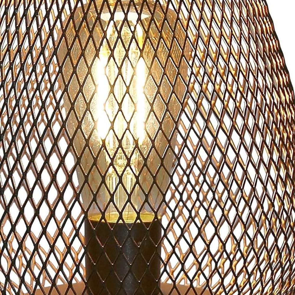 7" Black Battery Operated Novelty Bedside Lamp With Pierced Cone Shade