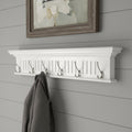 Six Hook 39" White Solid Wood Wall Mount Coat Rack