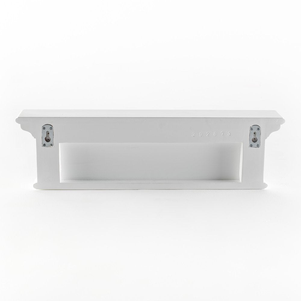 Four Hook 28" White Solid Wood Wall Mount Coat Rack - 7.87" H x 27.56" W x 3.94" D