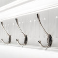 Eight Hook 51" White Solid Wood Wall Mount Coat Rack - with White Finish on a white background