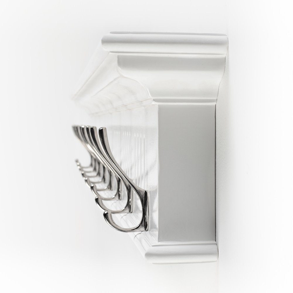 Eight Hook 51" White Solid Wood Wall Mount Coat Rack - with White Finish