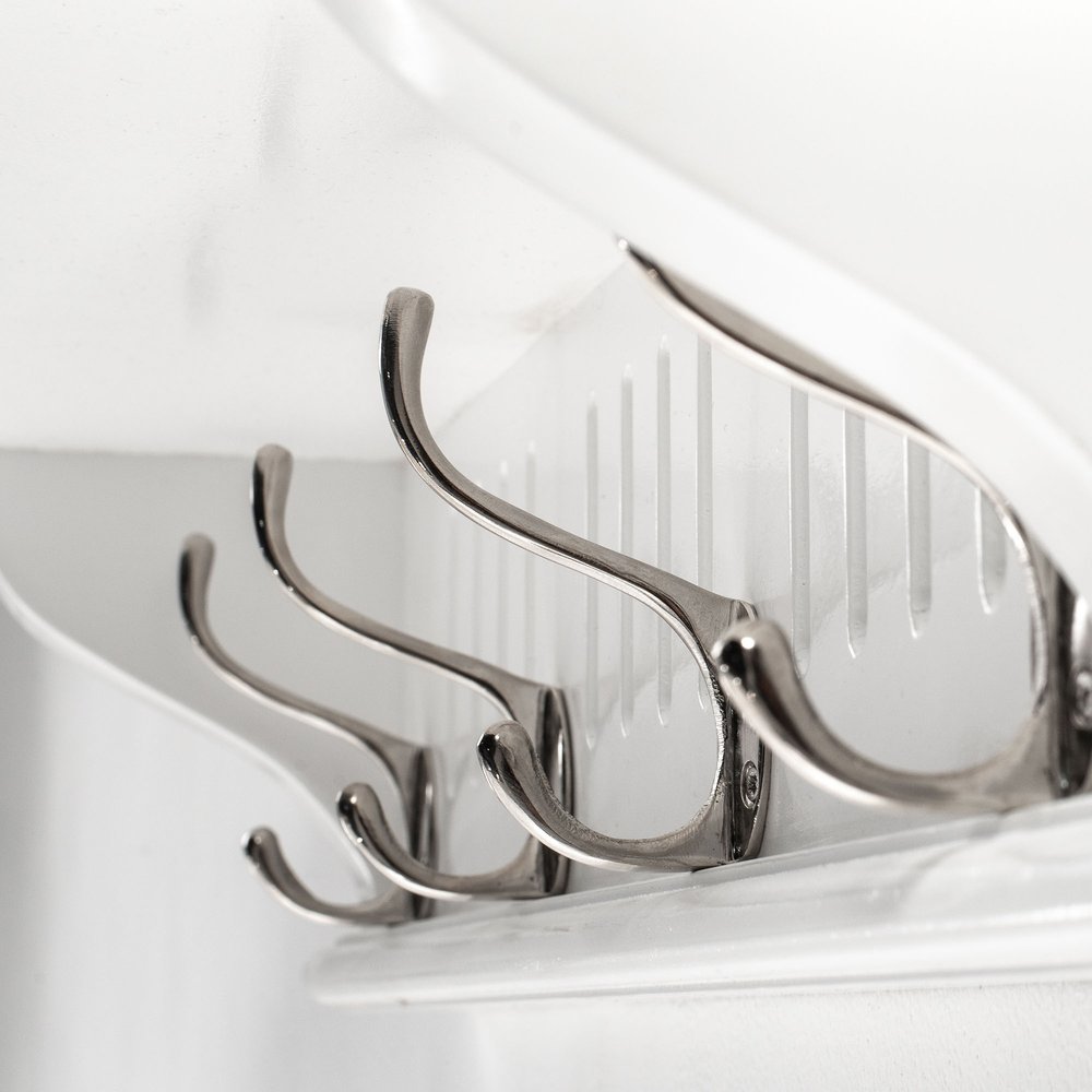 Four Hook 28" White Solid Wood Wall Mount Coat Rack - 7.87" H x 27.56" W x 8.27" D