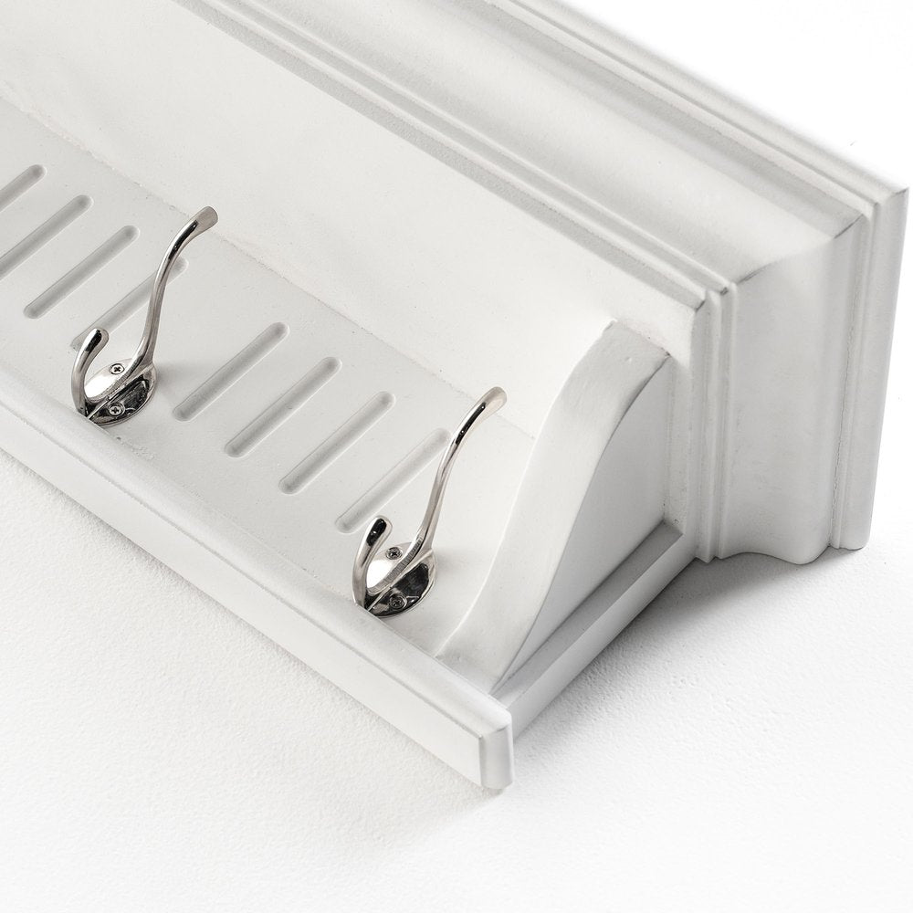 Eight Hook 51" White Solid Wood Wall Mount Coat Rack - 7.87" H x 51.18" W x 8.27" D