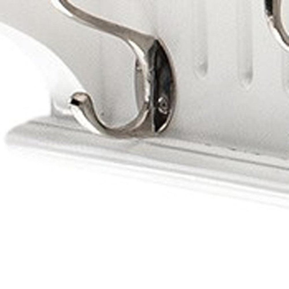 Eight Hook 51" White Solid Wood Wall Mount Coat Rack - 7.87" H x 51.18" W x 8.27" D on a white background