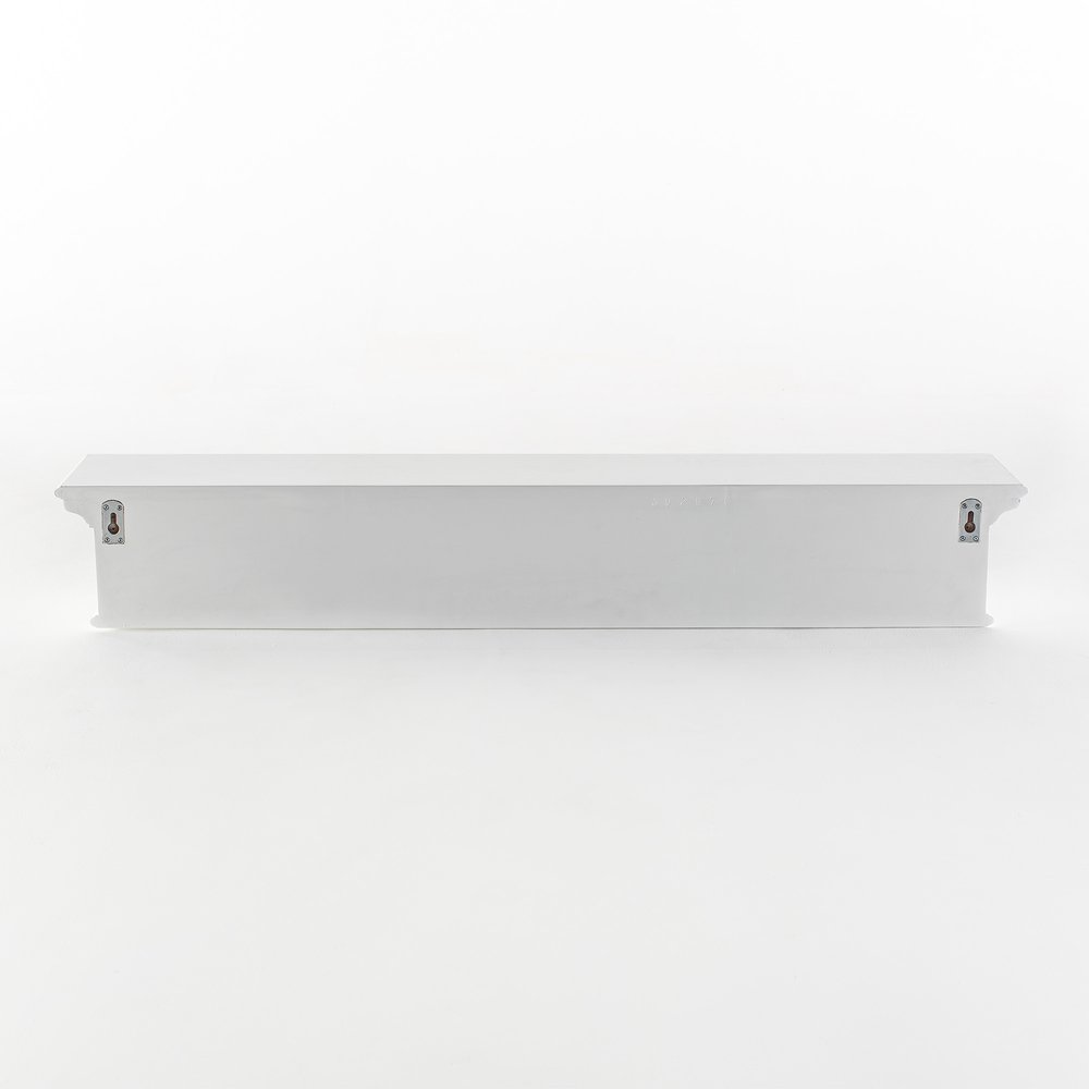 Eight Hook 51" White Solid Wood Wall Mount Coat Rack - 7.87" H x 51.18" W x 8.27" D on a white background