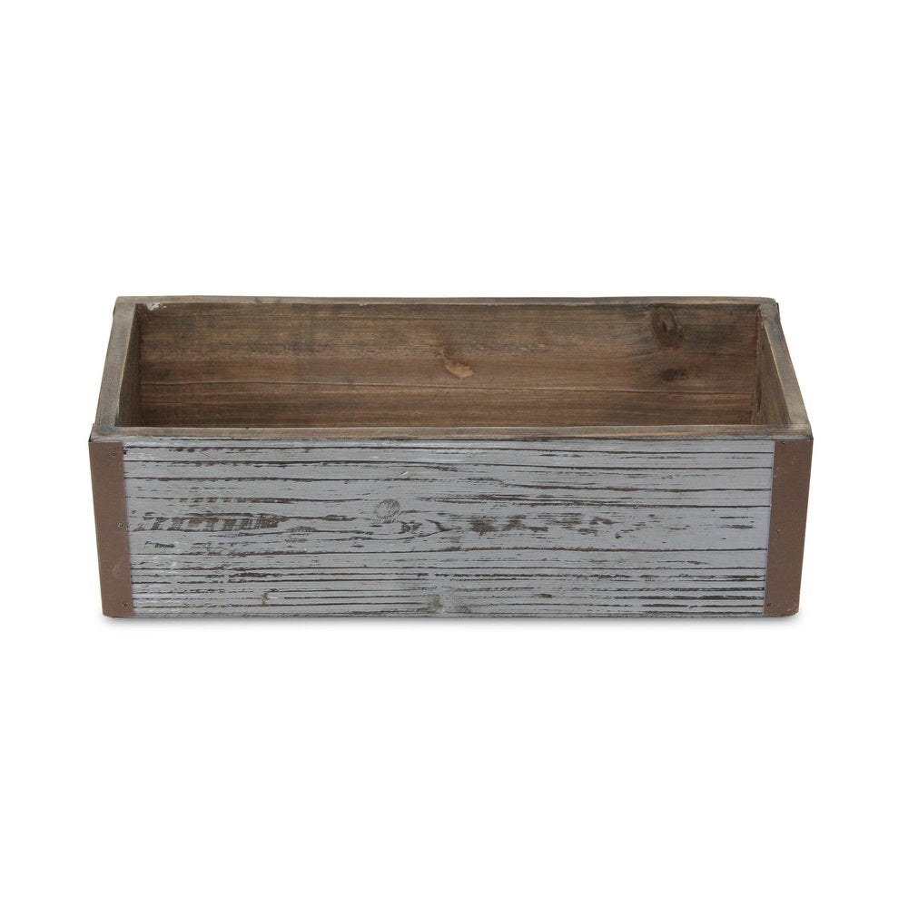 Gray Wood 98 Ounce Rectangular Distressed Planter Box