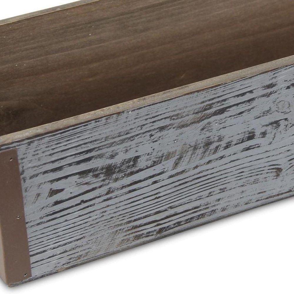 Gray Wood 151 Ounce Rectangular Distressed Planter Box close-up detail
