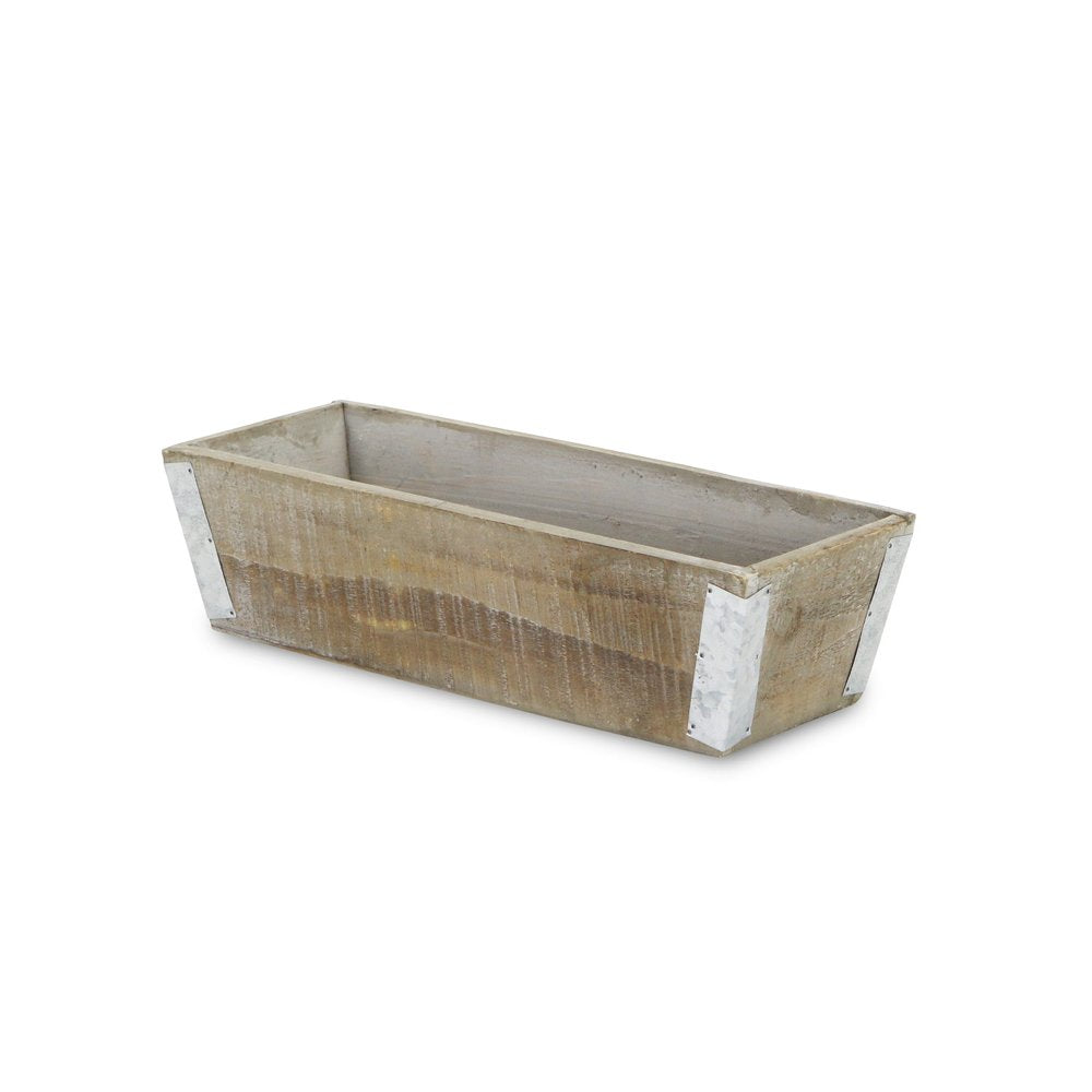 Natural And Silver Metal And Wood 123 Ounce Rectangular Distressed Planter Box