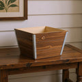 Natural And Silver Metal And Wood 1000 Ounce Square Distressed Planter Box