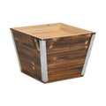 Brown Wood And Metal 600 Ounce Square Distressed Planter Box