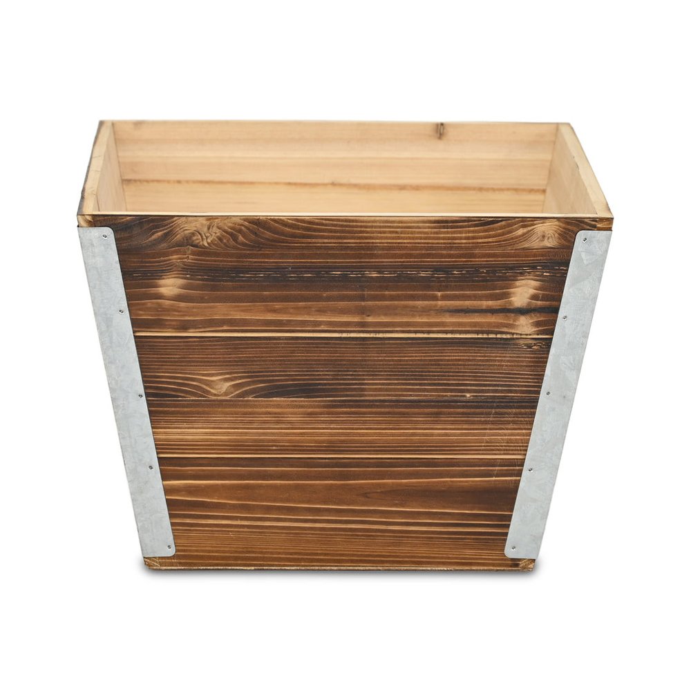Brown Wood And Metal 600 Ounce Square Distressed Planter Box