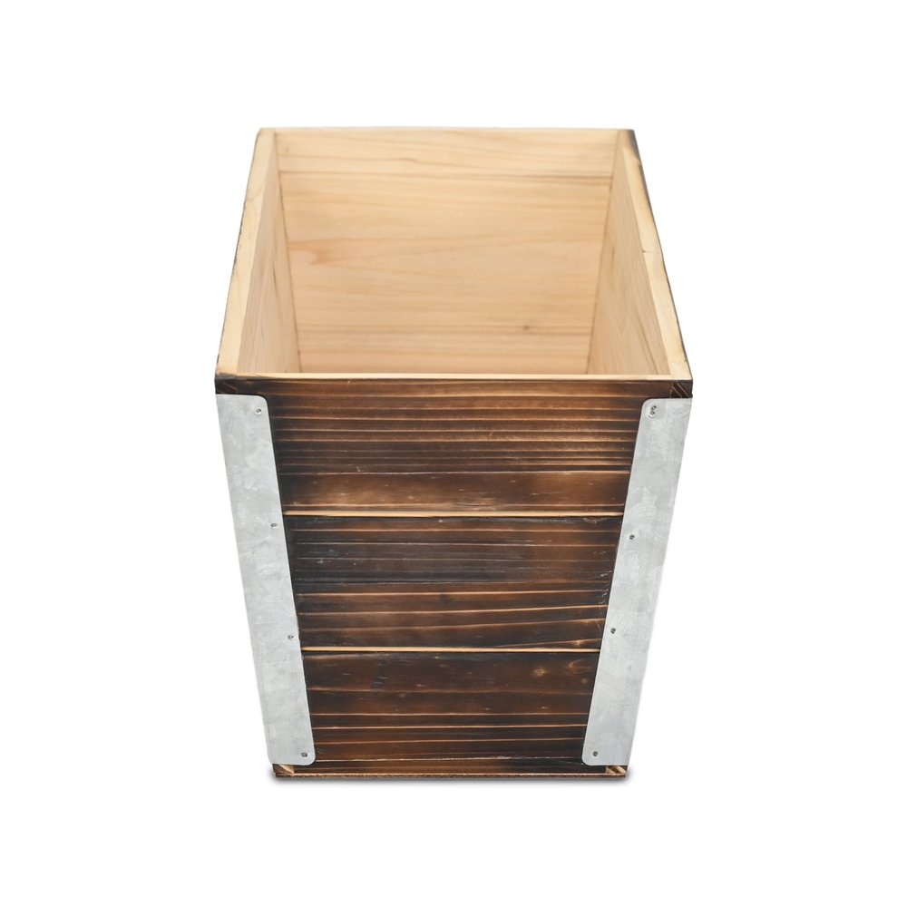 Brown Wood And Metal 700 Ounce Rectangular Distressed Planter Box