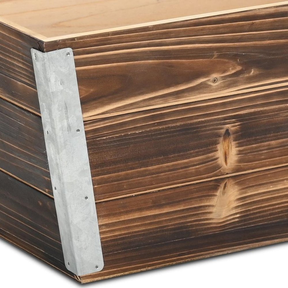 Brown Wood And Metal 700 Ounce Rectangular Distressed Planter Box