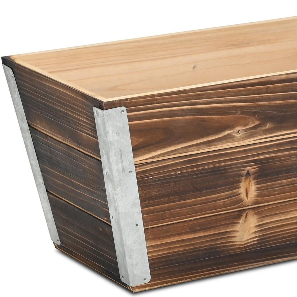 Brown Wood And Metal 700 Ounce Rectangular Distressed Planter Box