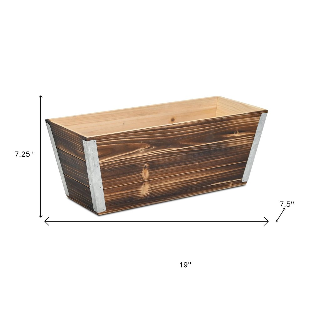 Brown Wood And Metal 700 Ounce Rectangular Distressed Planter Box