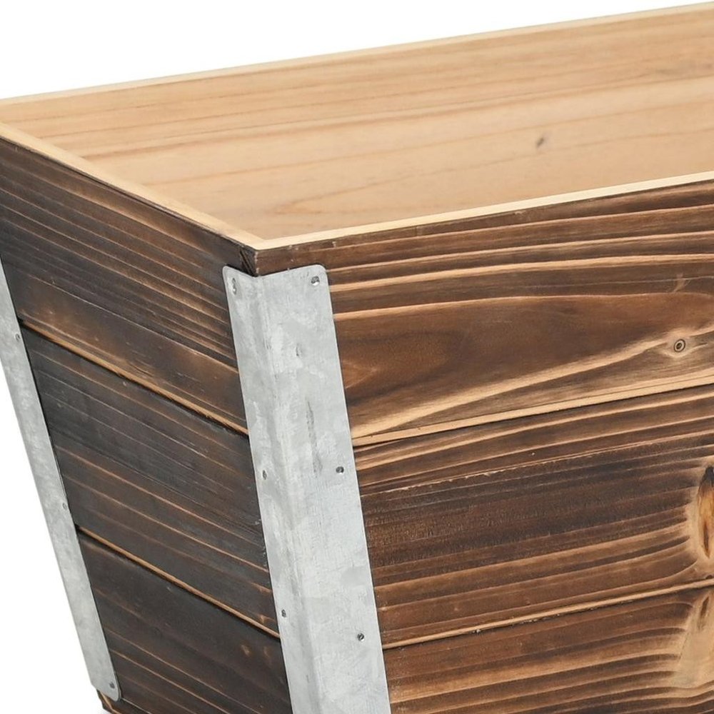 Brown Wood And Metal 700 Ounce Rectangular Distressed Planter Box